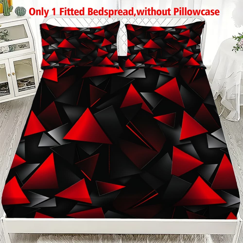 Tech Queen - 1pc Red Triangle Tech-Inspired Fitted Sheet